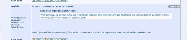Screenshot mit einem weiteren Beispiel aus der Diskussion über "Flüchtlinge in Gelsenkirchen"