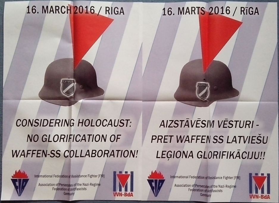 Plakate der VVN-BdA zum Ehemaligentreffen der lettischen SS in Riga.